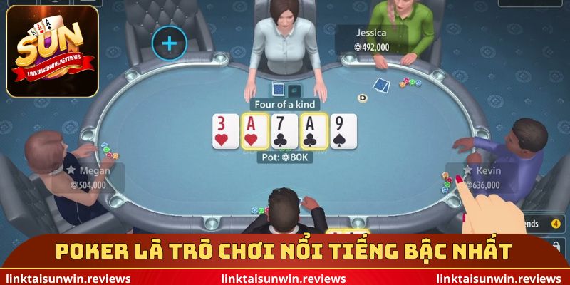 Poker là trò chơi nổi tiếng bậc nhất